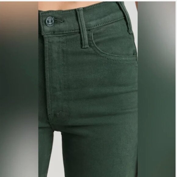 Mother Jeans The Hustler Ankle Fray "Black Forest" Green Denim Raw Hem - Picture 5 of 16